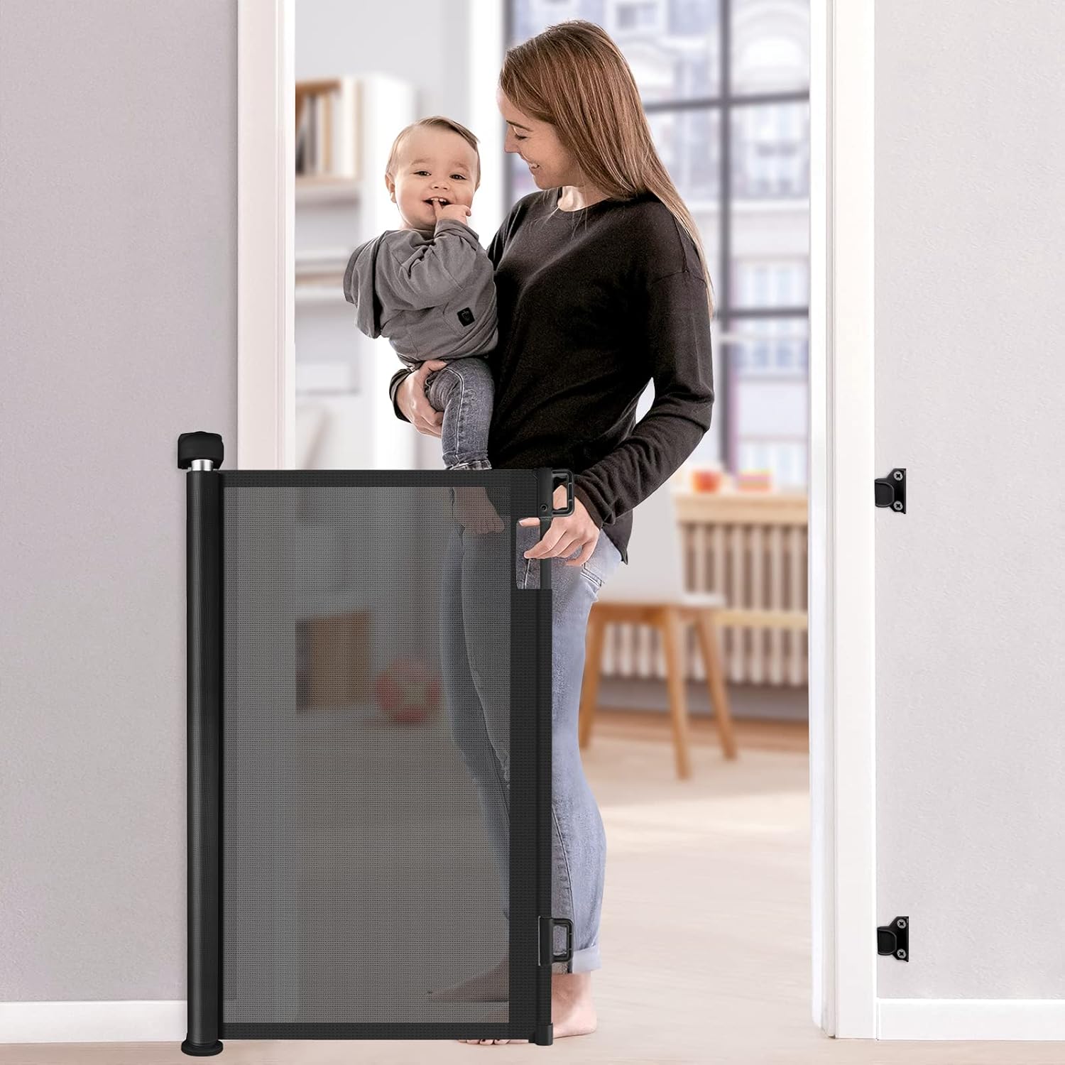 Retractable Baby Gate, Baby Gate for Stairs, Retractable Dog Gate, Baby