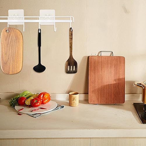 Miniatura 6 de Paquete de 2 ganchos adhesivos de pared para cocina, colgador de cucharas para colgar espátulas de cocina, cucharas medidoras, ahorro de espacio,