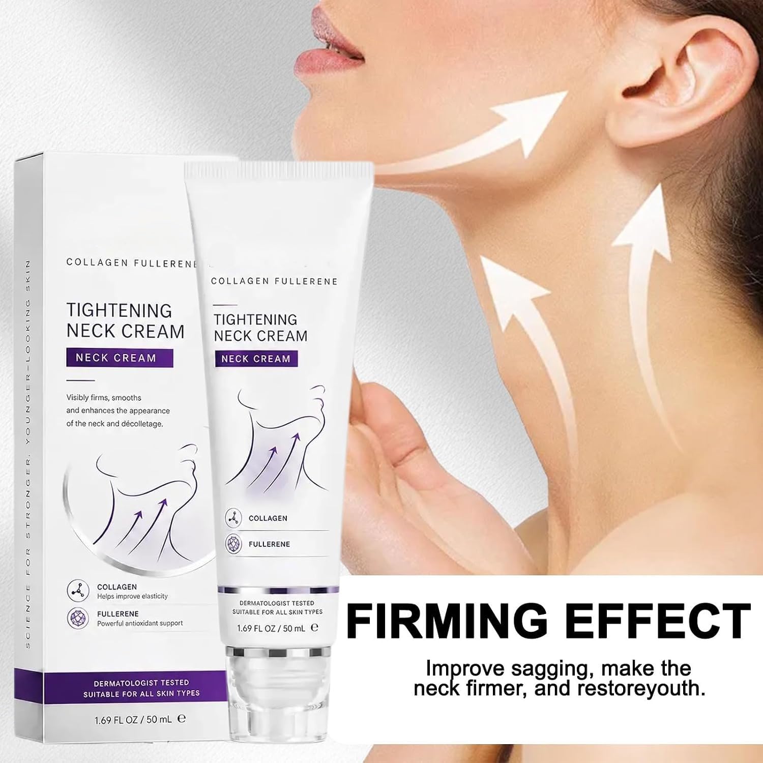 Crema Rassodante, Crema Lift Collo Istantanea | Rassoda il collo, riduce rughe e doppio mento, adatta a tutti i tipi di pelle (3PC)