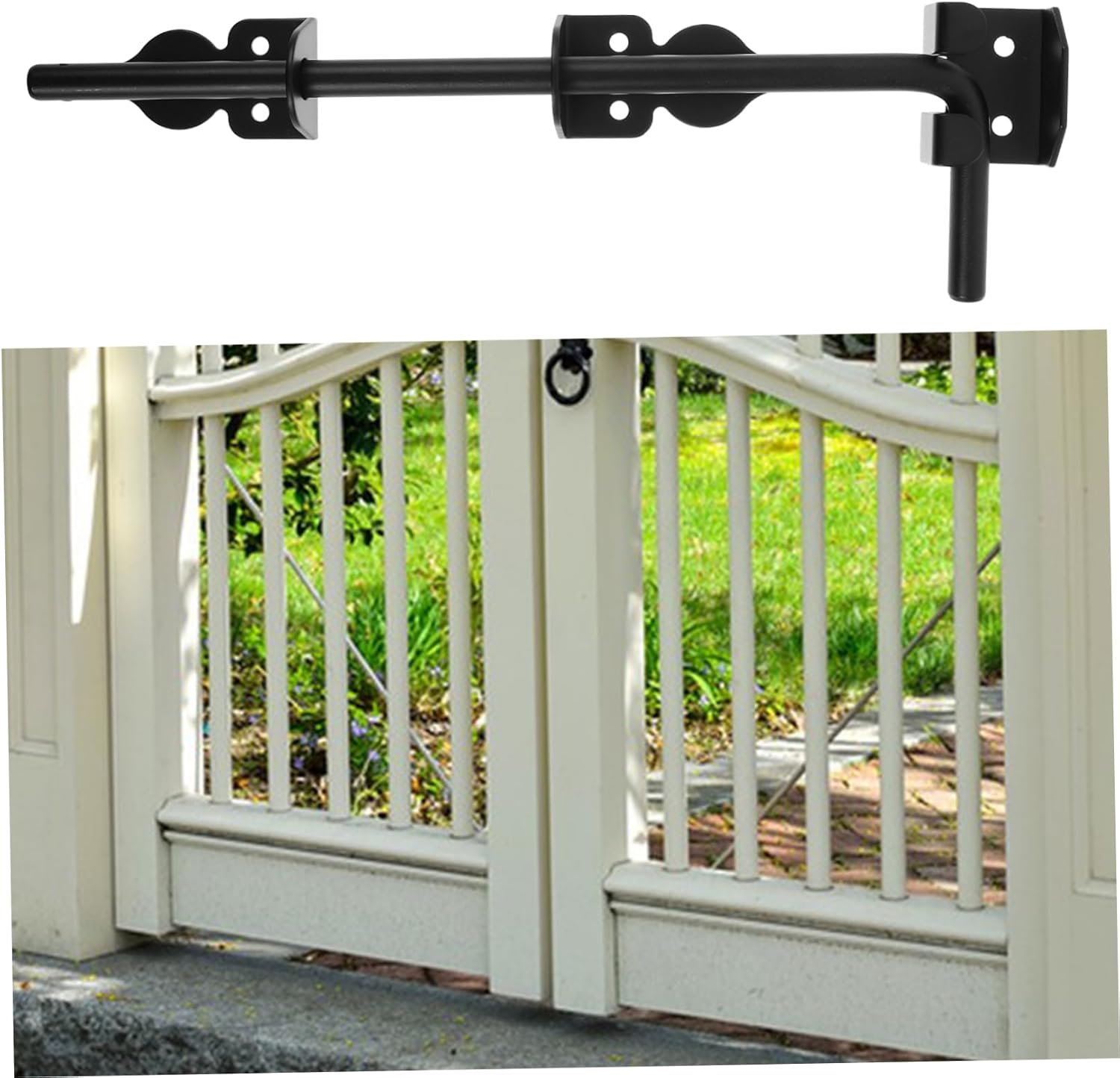 Wooden Fence Gate Kit Heavy Duty Chain Link Gate Latch Sliding Door Lock Bar for Outdoor Security