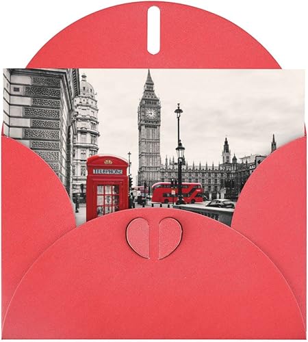 Tarjetas de felicitación con sobres, cabina de teléfono roja, impresión de la calle de Londres, tarjetas de día festivo, tarjetas divertidas de