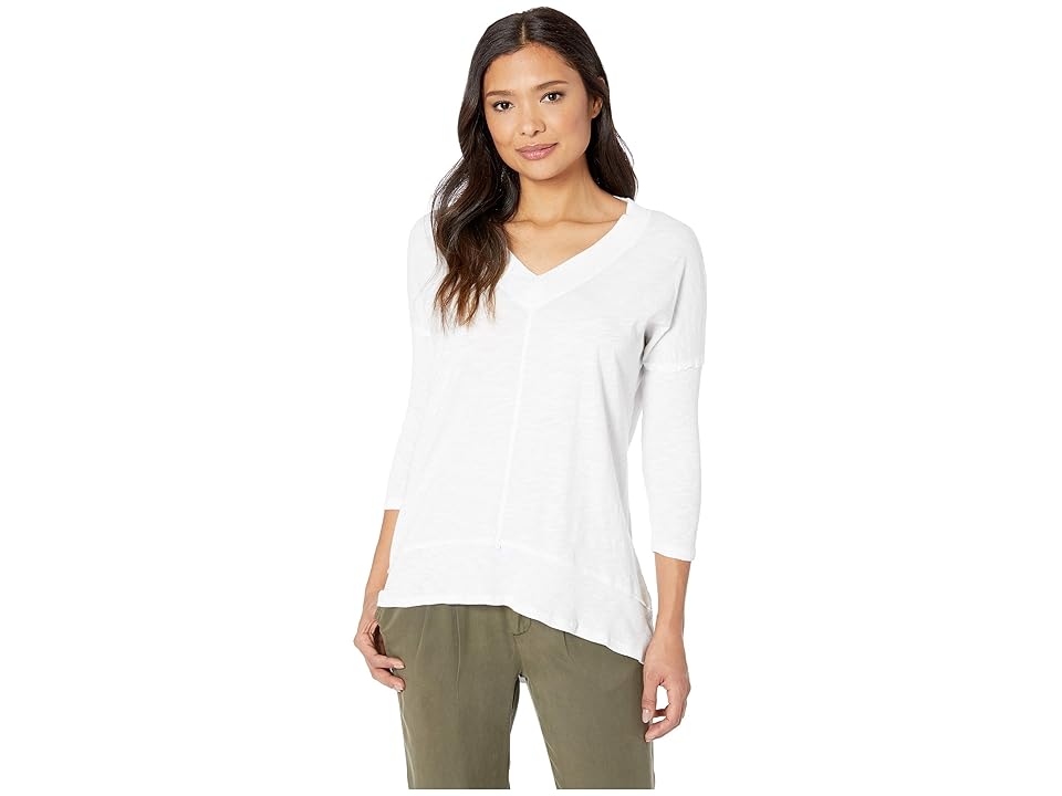 

Mod-o-doc Slub Jersey Drop Shoulder Seamed Tunic with Rib Contrast (White) Women's Clothing