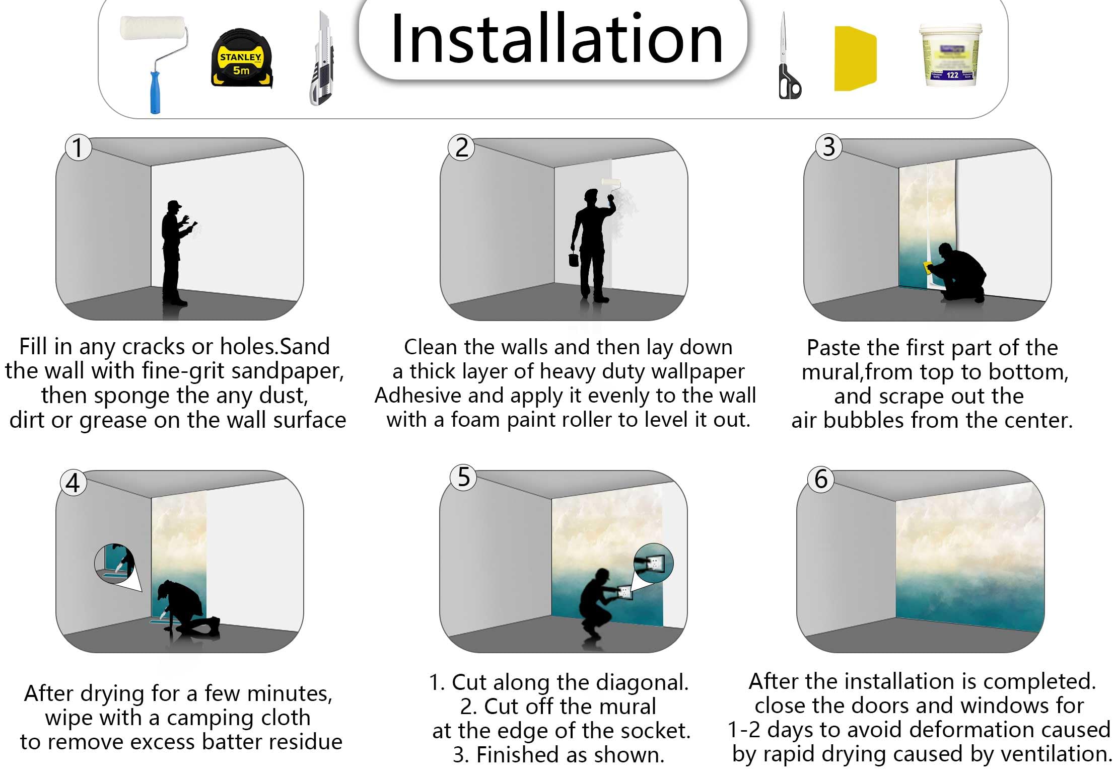 Abstract Wallpaper Ocean Landscape Sky Clouds and Stormy Sea Wall Mural