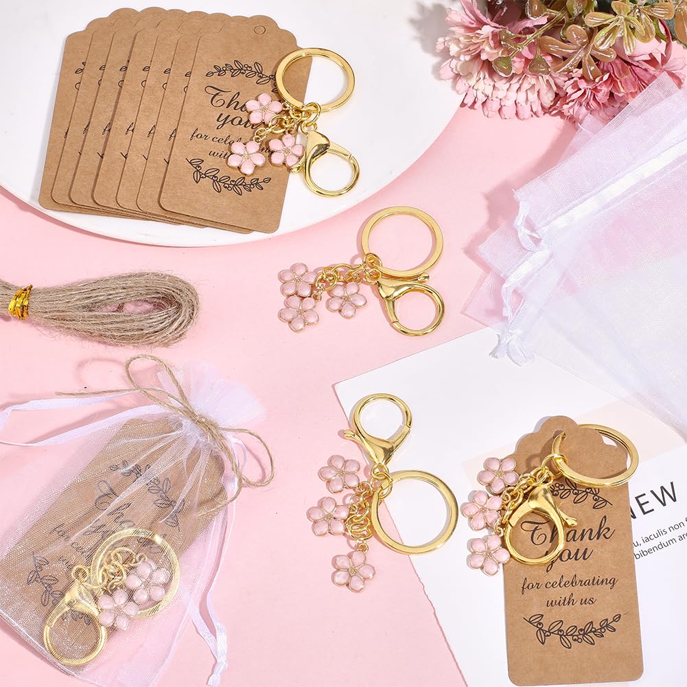 25er Set Gastgeschenke Blumen Schlüsselanhänger Partyaccessoires Schlüsselanhänger Organzabeutel Dankeskarten & Hanfschnüre Festdeko Für Thanksgiving Hochzeit Bridal Shower