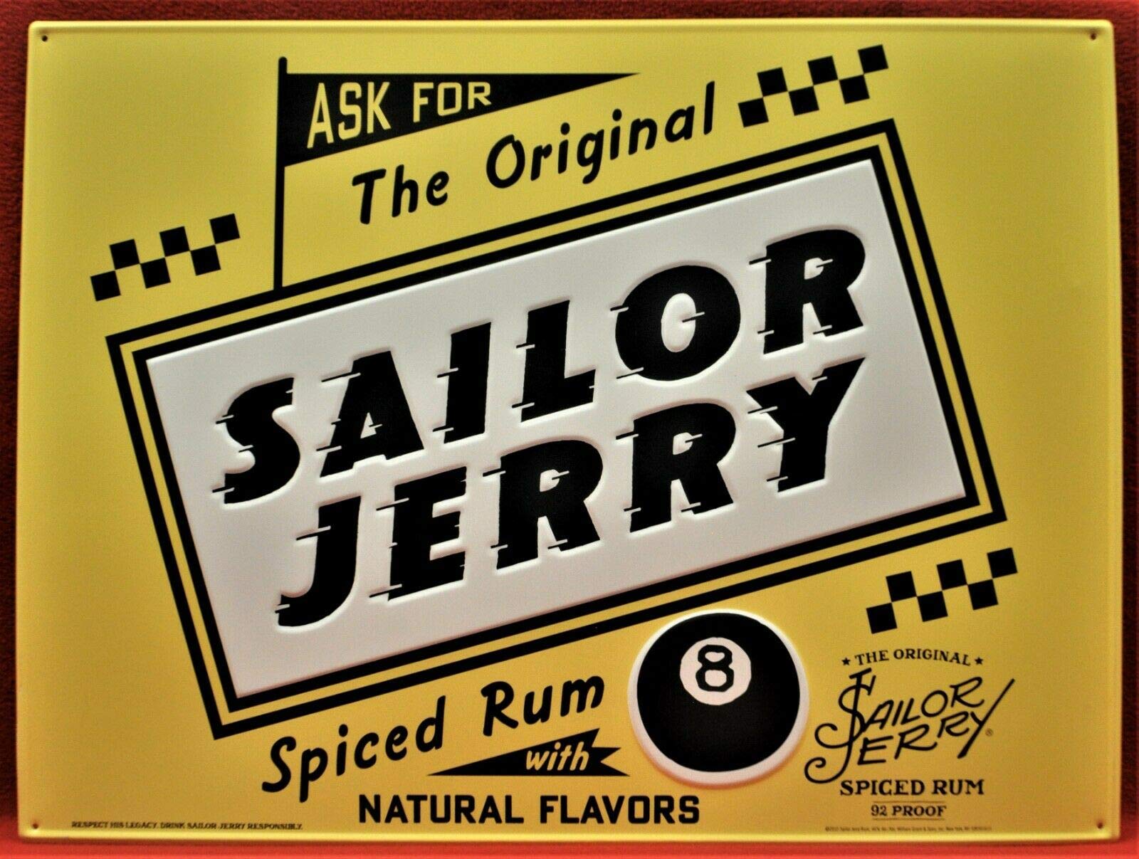 Sailor Jerry - Ask for The Original Spiced Rum Tin Metal Sign 8X12 Inch