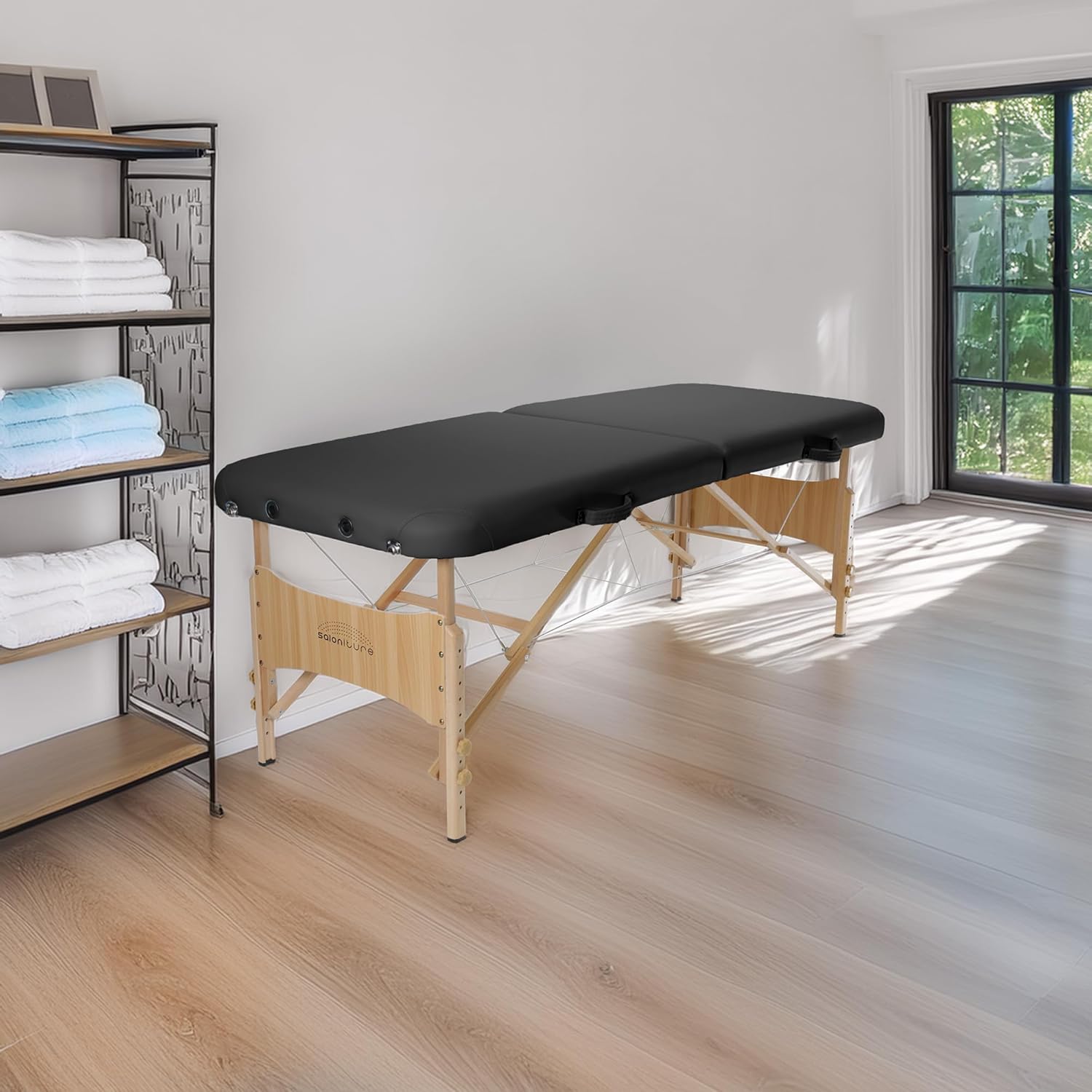 Saloniture Basic Portable Folding Massage Table - Black