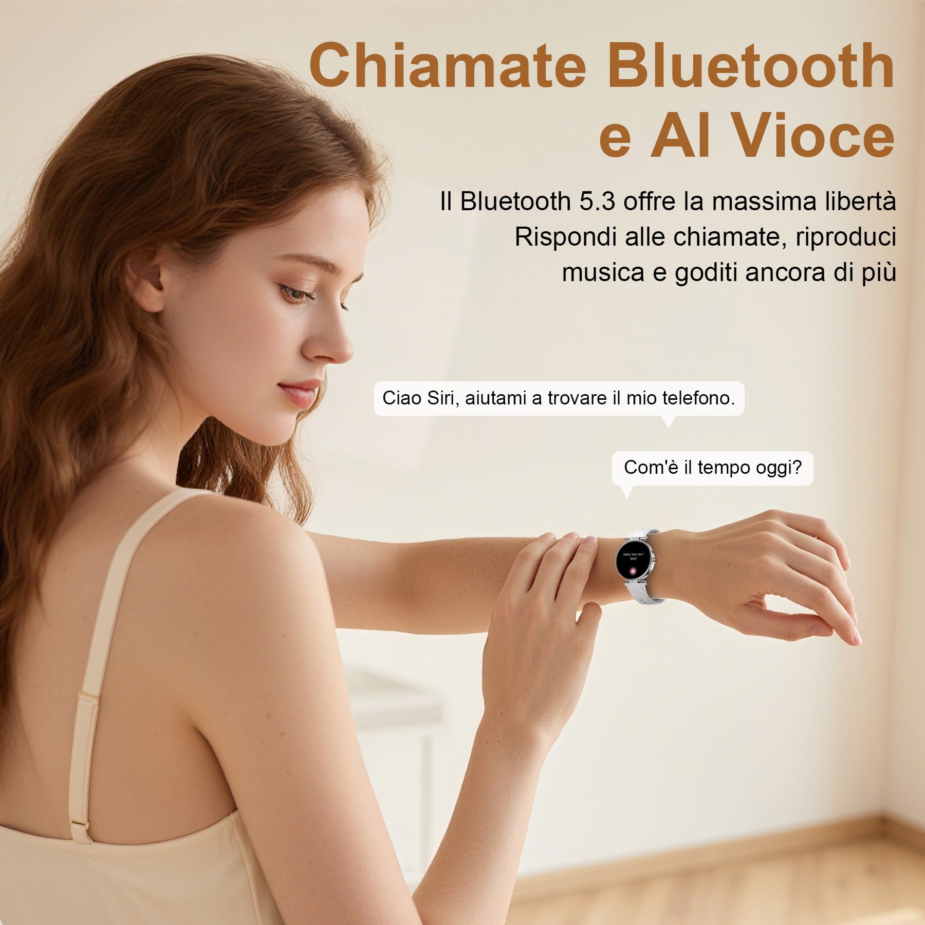 Smartwatch Donna, 1.19”AMOLED Orologio Smartwatch con Chiamate Bluetooth/Notifiche, 120+ Sportive, Fisiologia Femminile, 24H Contapassi/Sonno/Cardiofrequenzimetro, IP68 Smart Watch per iOS Android