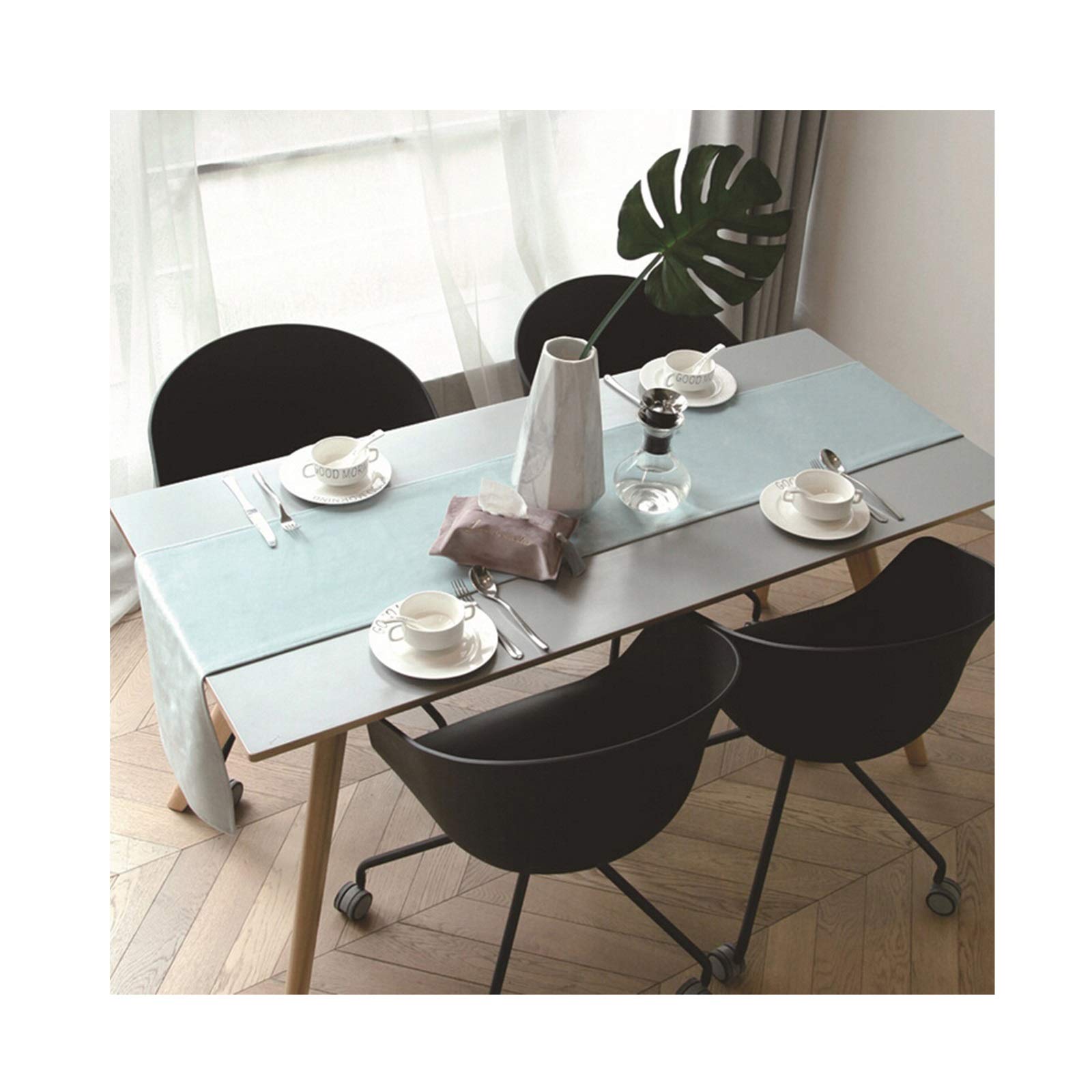 EHOMERY Tablecloth Rectangular Cotton, Large Sky Blue Tablecover Simple Pure Table Runner Velvet 32x240CM