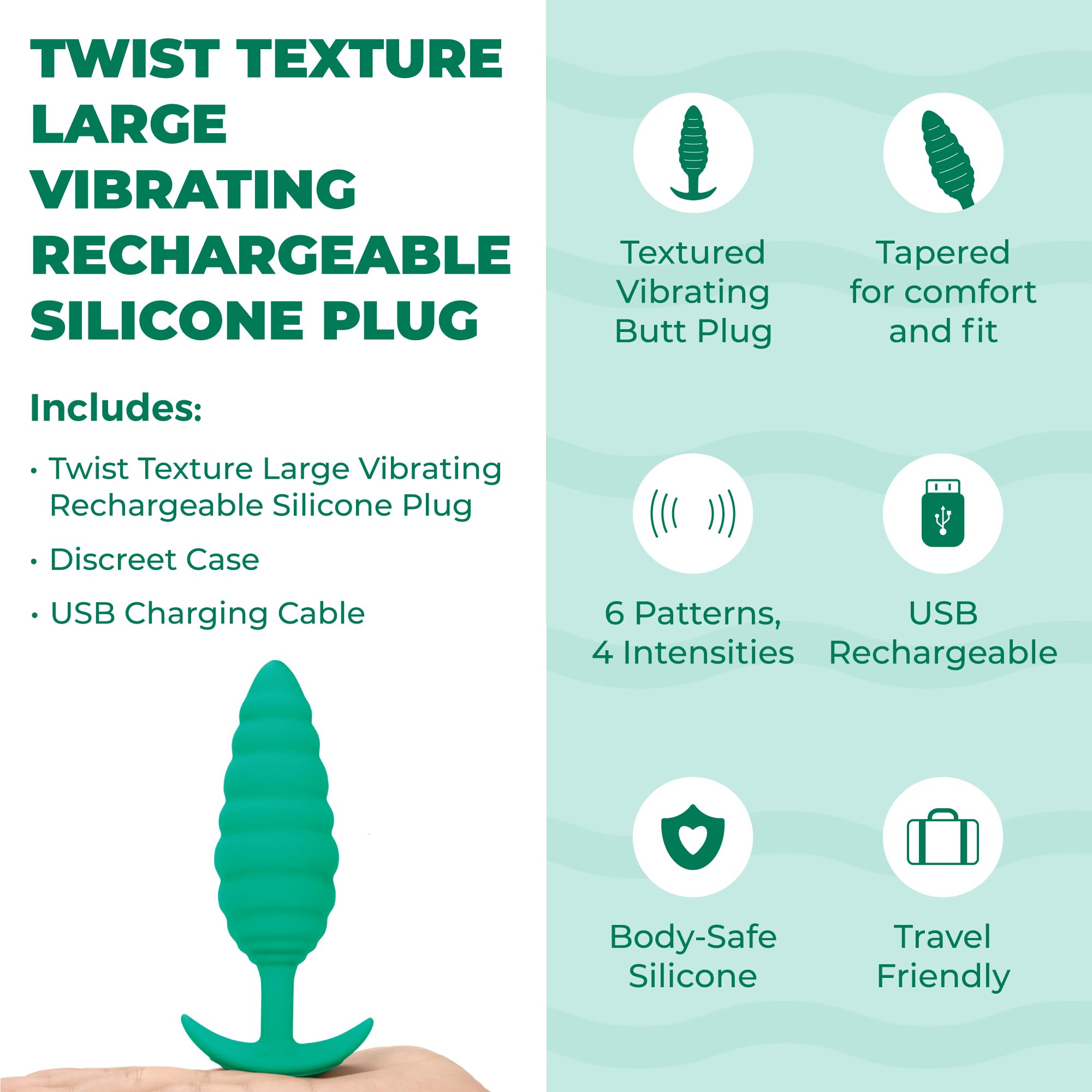 B-Vibe TextureTwist Spina anale Green Taglia unica