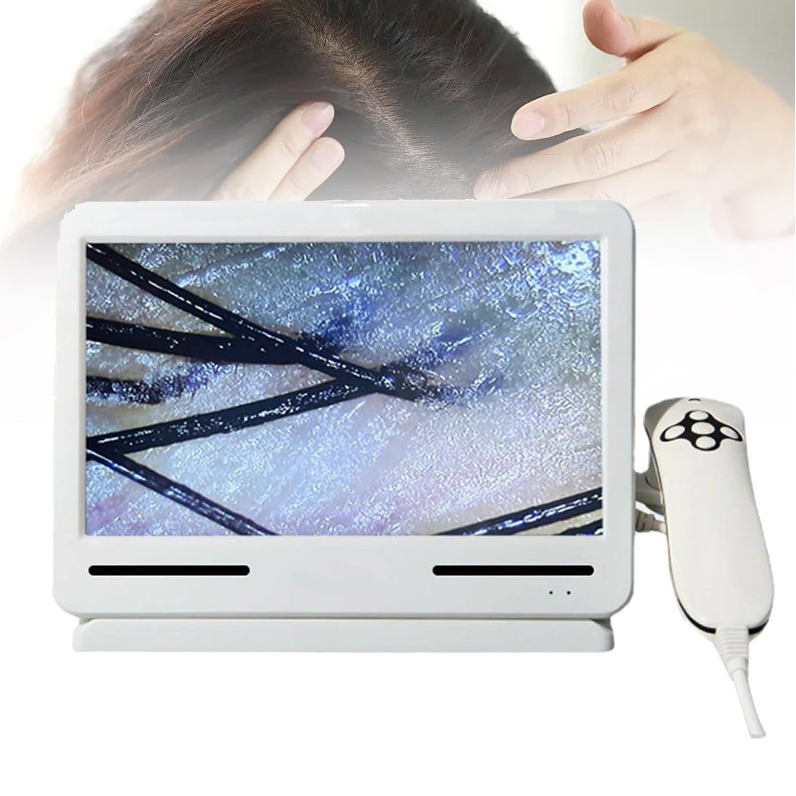 Analizzatore per capelli e diagnosi della pelle, dispositivo diagnostico per l'analisi del cuoio capelluto, 10 pollici, professionale, con telecamera di ingrandimento per cuoio capelluto 50x