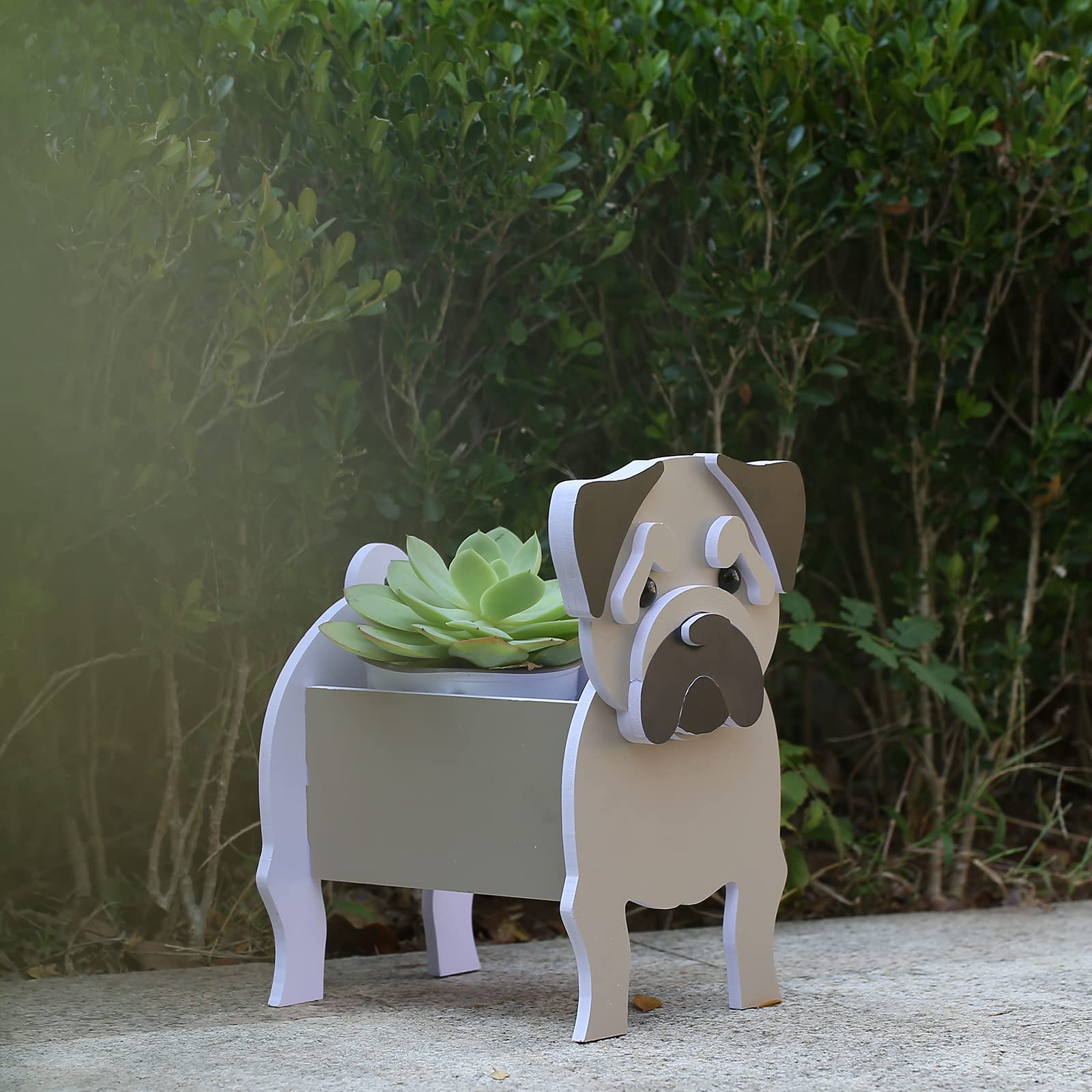 Gochoi Small Pug Gifts Dog Planter,PVC Animal Plant Pots Outdoor Indoor Garden Planters for Succulent,Cute Rectangular Plant Flower Pots Decor S Pug - Image 2