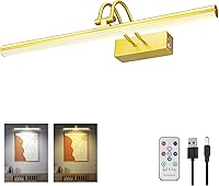 Vista 28 de Luz Inalámbrica para Cuadros, Luz de Arte a Batería (Bronce, 20 PULGADAS)