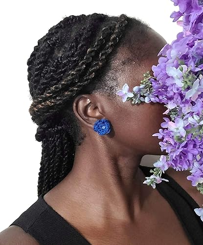 Miniatura 2 de Aretes de rosa para mujer, aretes de flor de moda con cristal de cuarzo transparente Blue