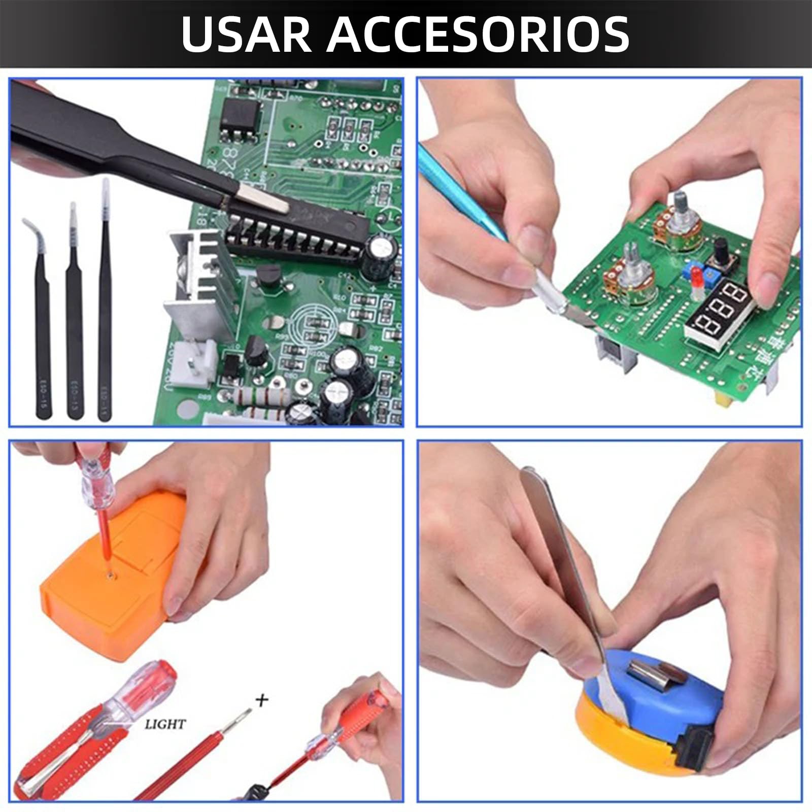 HANDSKIT Soldador de estaño Kit 20 en 1 Soldador Profesional,Soldadores de Estaño con Temperatura ajustable 90W Bomba de Desoldar,Pinzas,Cortador de Pelacables para Varios Usos y Reparaciones