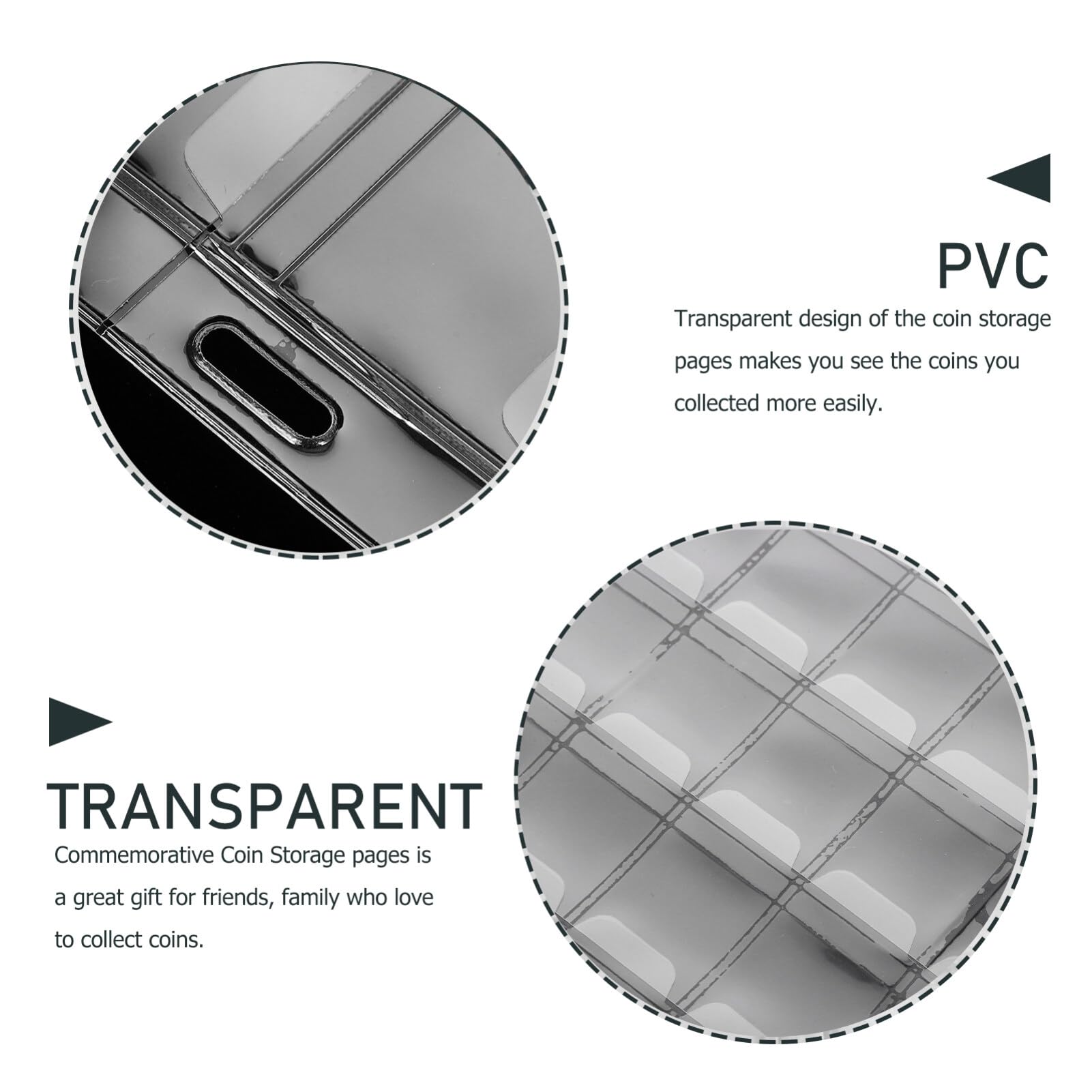SHINEOFI 10fogli Raccoglitore Monete Trasparente Pagine Per Collezionisti Per Monete Resistente e Durevole Ottimo Per Mostrare e Conservare