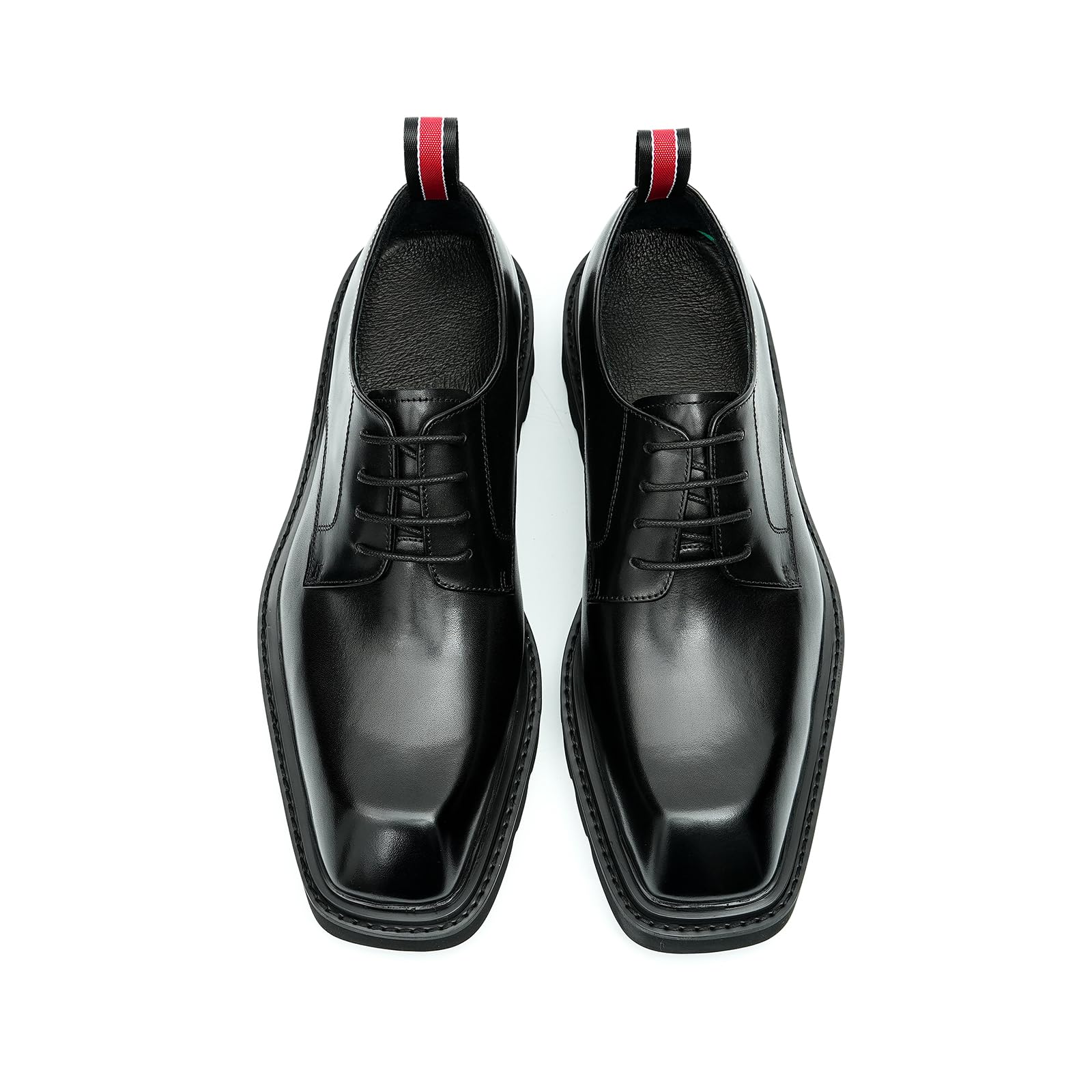 Derbys Punta Quadrata con Suola Spessa da Uomo Scarpe da Abito Affari Casuale