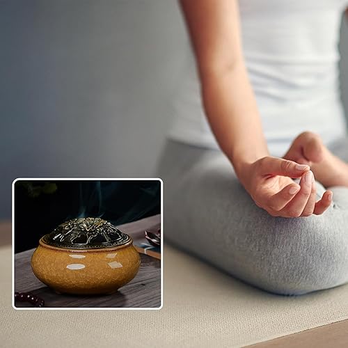 Miniatura 7 de Quemador de incienso de cerámica, quemador de incienso para meditación, decoración zen, herramientas de meditación, herramientas de yoga, con 3