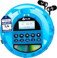 KLIM Nomad CD player portabil transparent albastru, Walkman, MP3, card TF, radio FM, Bluetooth, AUX, durată lungă de viață a bateriei, cu căști, pentru acasă și mașină 1