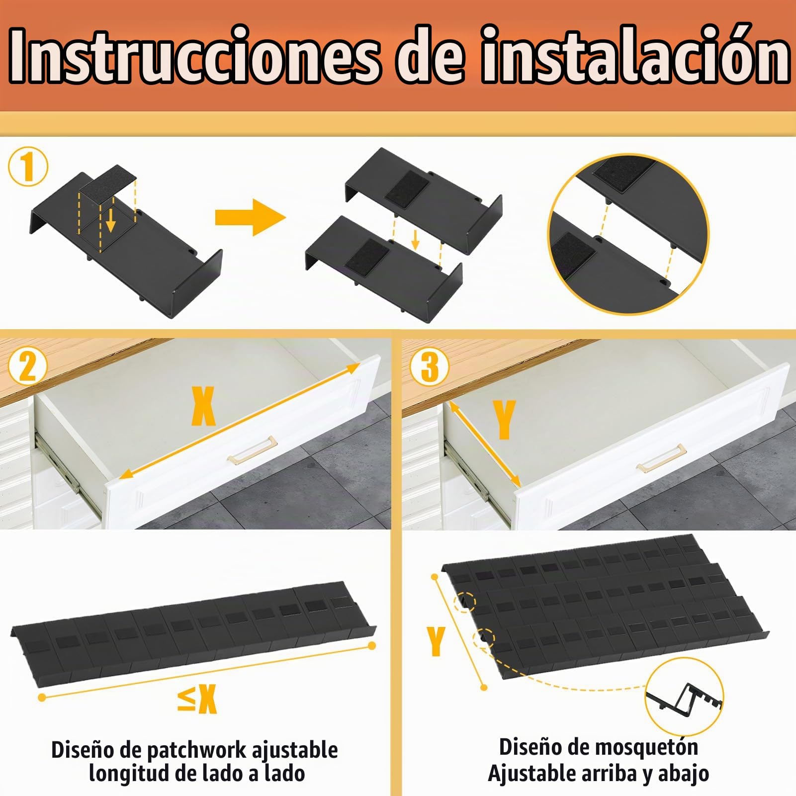 Famhap 24 Especiero de Cajón Con 24 Botes Especias, piezas Bandeja para Cajones de Cocina, Cajón para Especias Colocable para Frascos de Especias