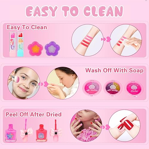 Miniatura 3 de Maquillaje lavable para niños, juego de maquillaje real, kit de maquillaje para niños pequeños, regalos de Navidad, cumpleaños, juguetes para niñas
