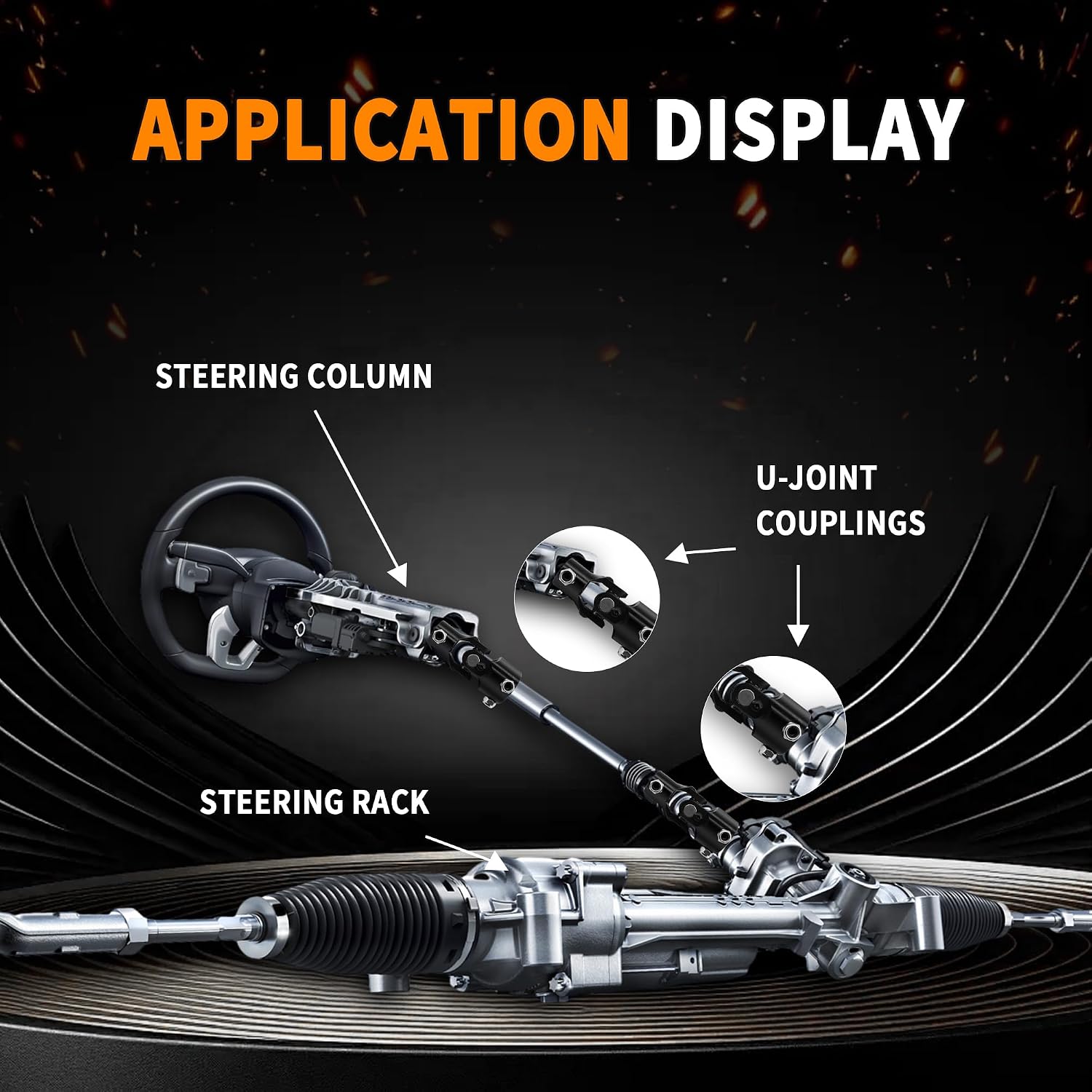3/4" -36 Spline x 1" DD Black Steering Universal Joint Single U Joint Shaft,Total Length: 96mm (3-3/4")