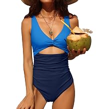 Charmo Womens One Piece Swimsuit Ruched Tummy Control Bathing Suits Cutout