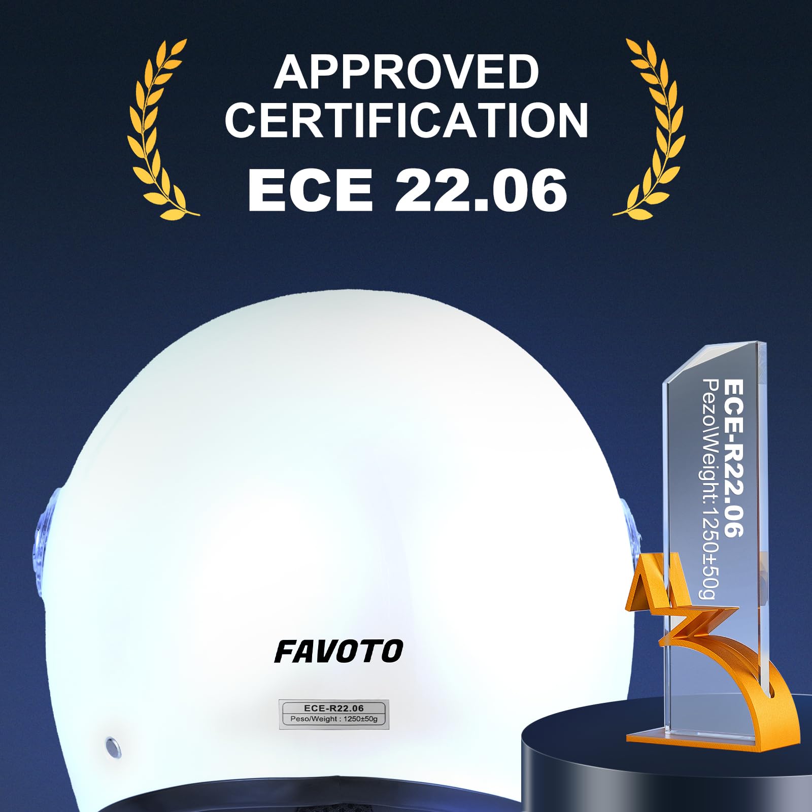 Favoto Kask motocyklowy, kask motorowerowy, dla mężczyzn, z podwójną wizjerem, osłona przeciwsłoneczna 3/4, półkask motocyklowy, dla mężczyzn i kobiet, oddychający, certyfikat ECE 22.06, L (59-60 cm