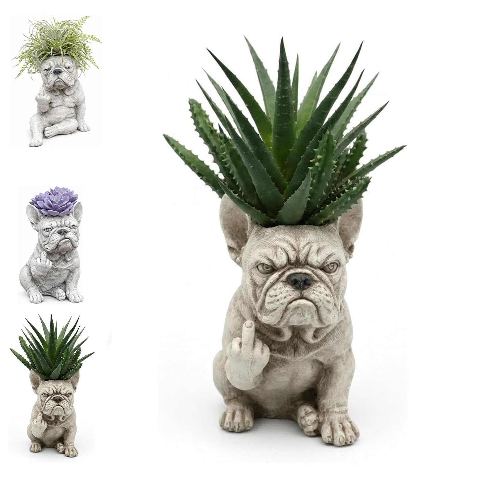 Statue de chien grincheux pot de fleurs extérieur intérieur design