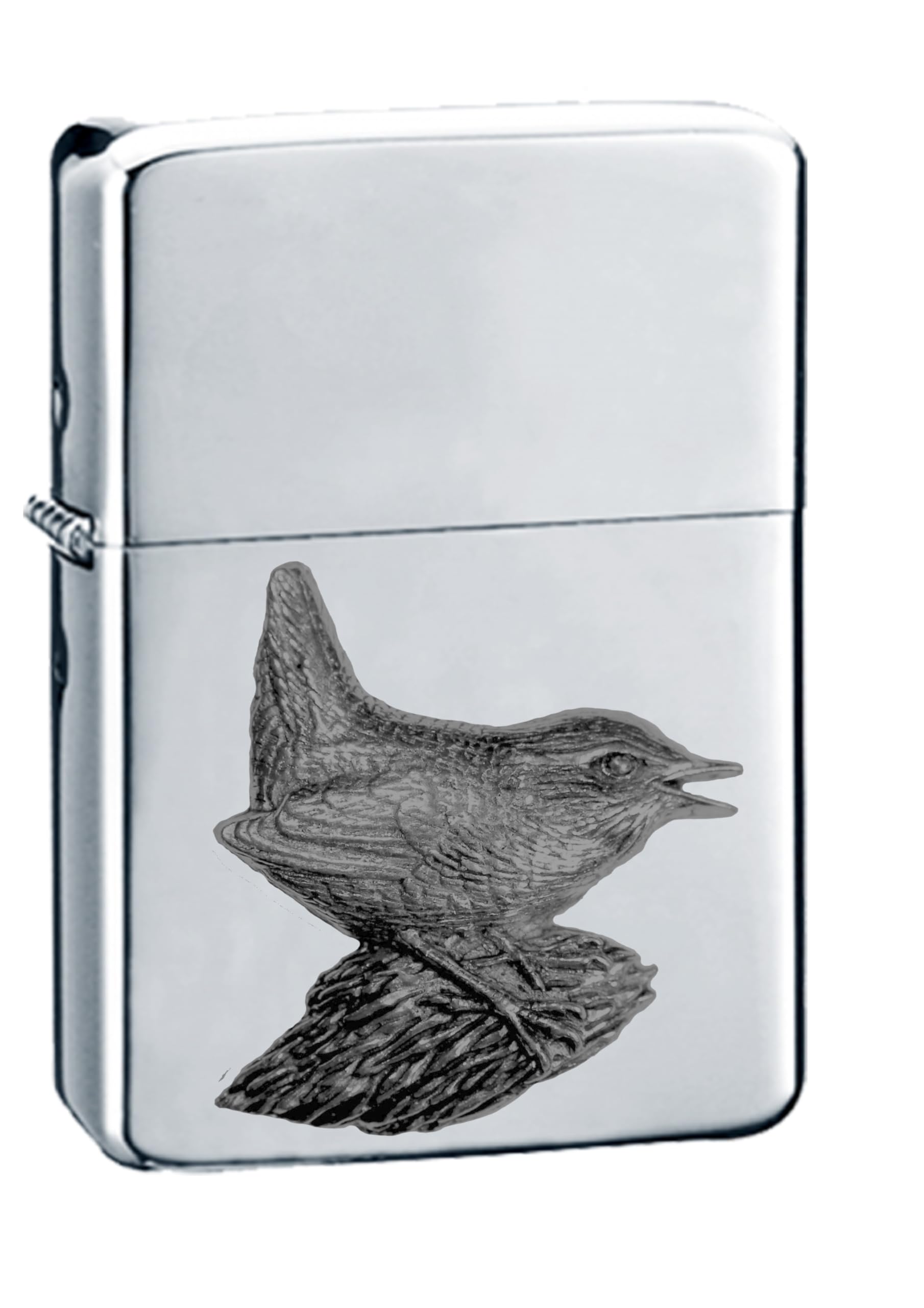Briquet Wren B6 en étain noir et chrome argenté à offrir en cadeau