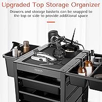 Vista 4 de TASALON Carrito profesional de salón con 4 bandejas y 2 soportes, carrito de estación de salón multiusos, almacenamiento móvil que ahorra espacio