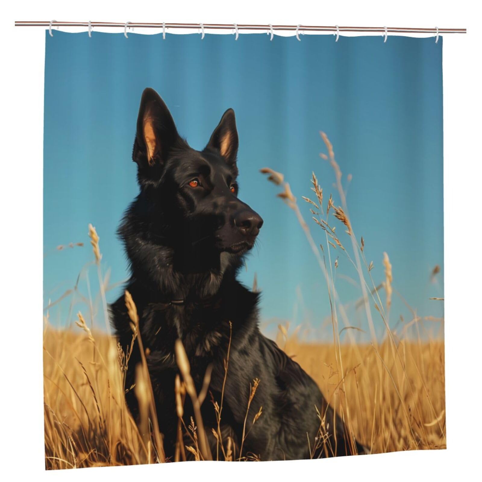 Oudrspo Blackan Shepherd Doglandscape Unique Designer Artwork Shower Curtain 72x72 Inch - Polyester Bathroom Decor with Metal Grommets