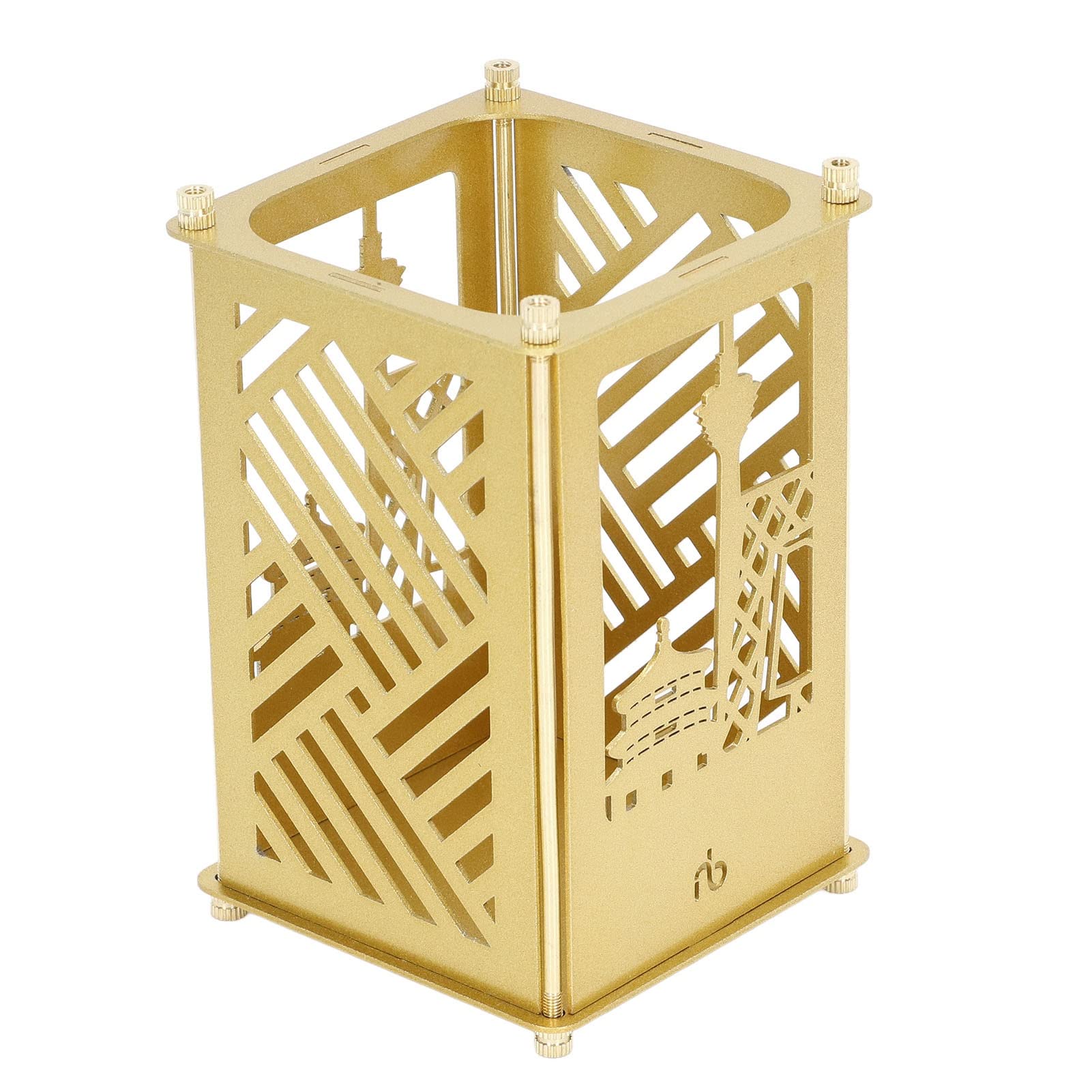 Porta della penna in metallo Gold Vomeko, porta della penna assemblato, porta della penna innovativo, porta a penna fai -da -te per il desktop della scuola per ufficio a casa
