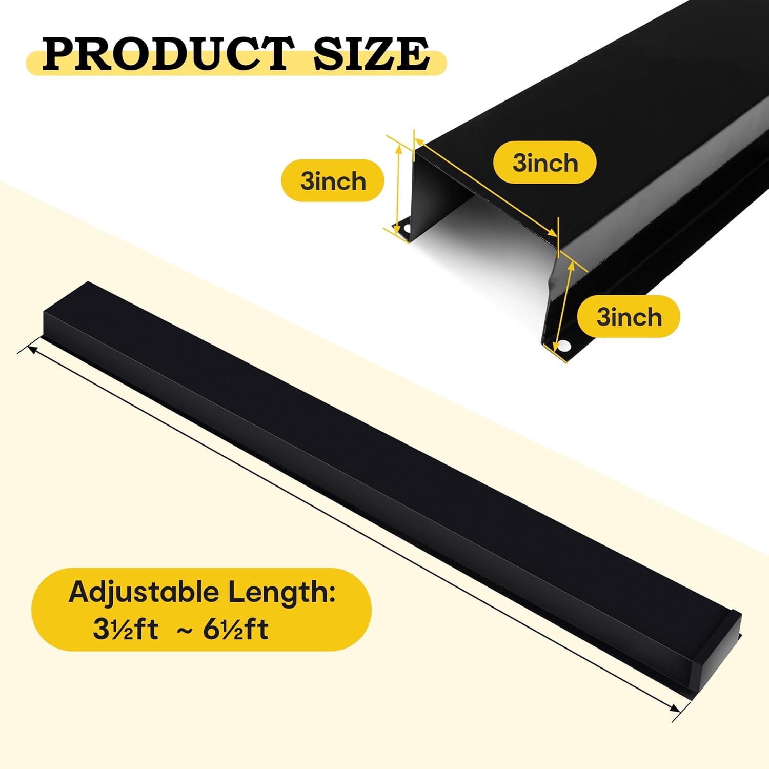 Metal Line Set Cover Kit for Mini Split/Central AC/Heat Pump , Weatherproof & Easy Install , Residential & Commercial Use (Black, 3" x 3" x 6.5FT)