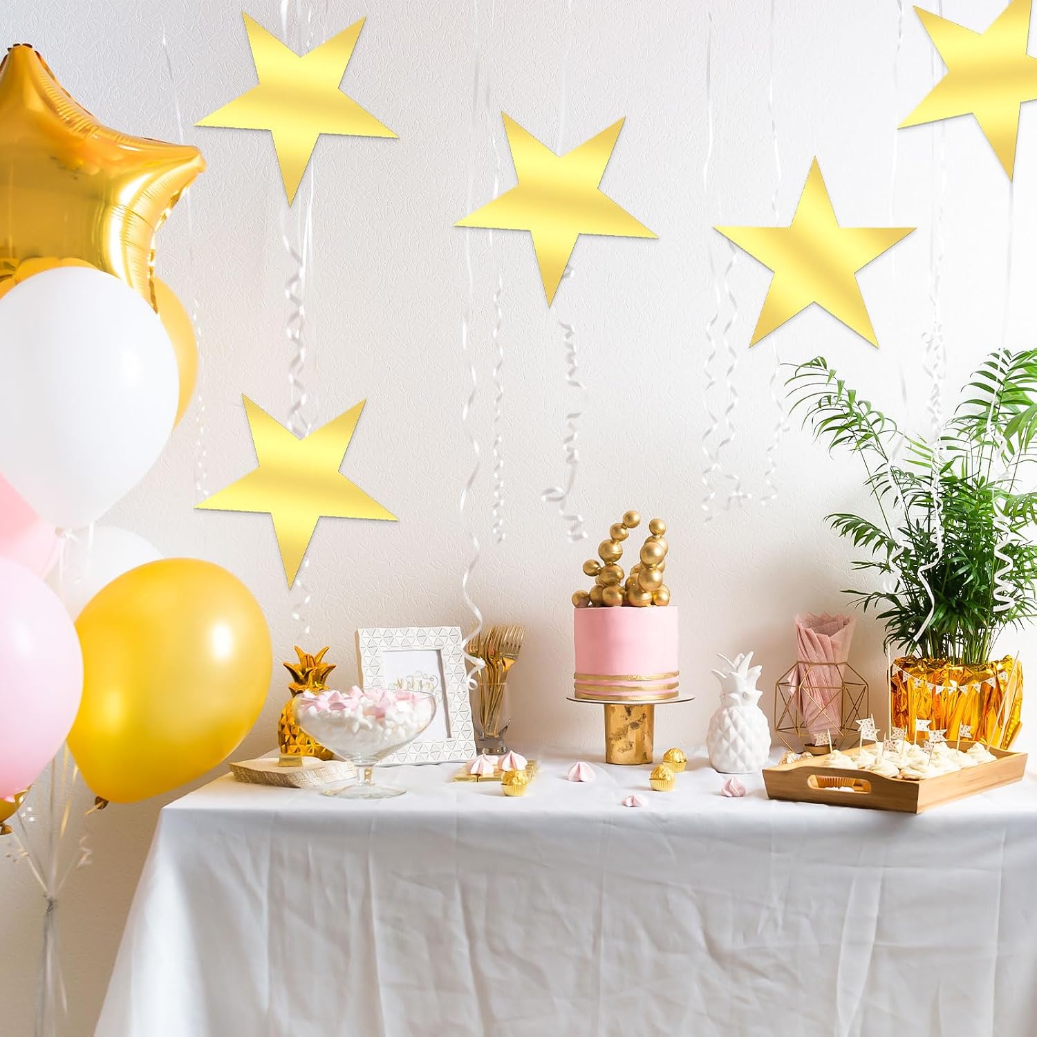 40 Pcs 11 Inch Large Gold Stars Cutouts Gold Stars Decoration Double Printed Paper Stars Decoration Bulletin Board Decoration for Classroom Wedding Birthday