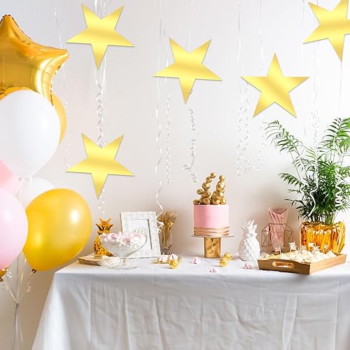 Miniatura 6 de 30 piezas grandes de 11 pulgadas con diseño de estrellas doradas con doble impresión, decoración de estrellas de papel para decoración de fiesta