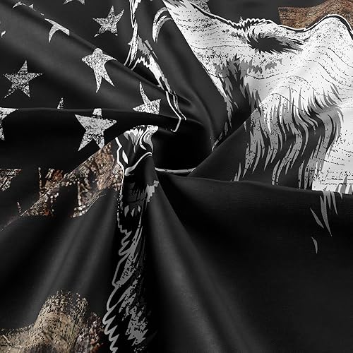 Miniatura 6 de VEIGIKE Tapiz de oso de bandera estadounidense de país, tapiz rústico de caza de oso de bajo camuflaje blanco y negro para colgar en la pared para