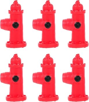 jojofuny 6Pcs Mini Fire Hydrant Decor Models 1.25In Dollhouse Miniature Red Fire Hydrant Simulated Traffic Sign DIY Landscape Model for Tabletop Garden and Micro Garden Decor