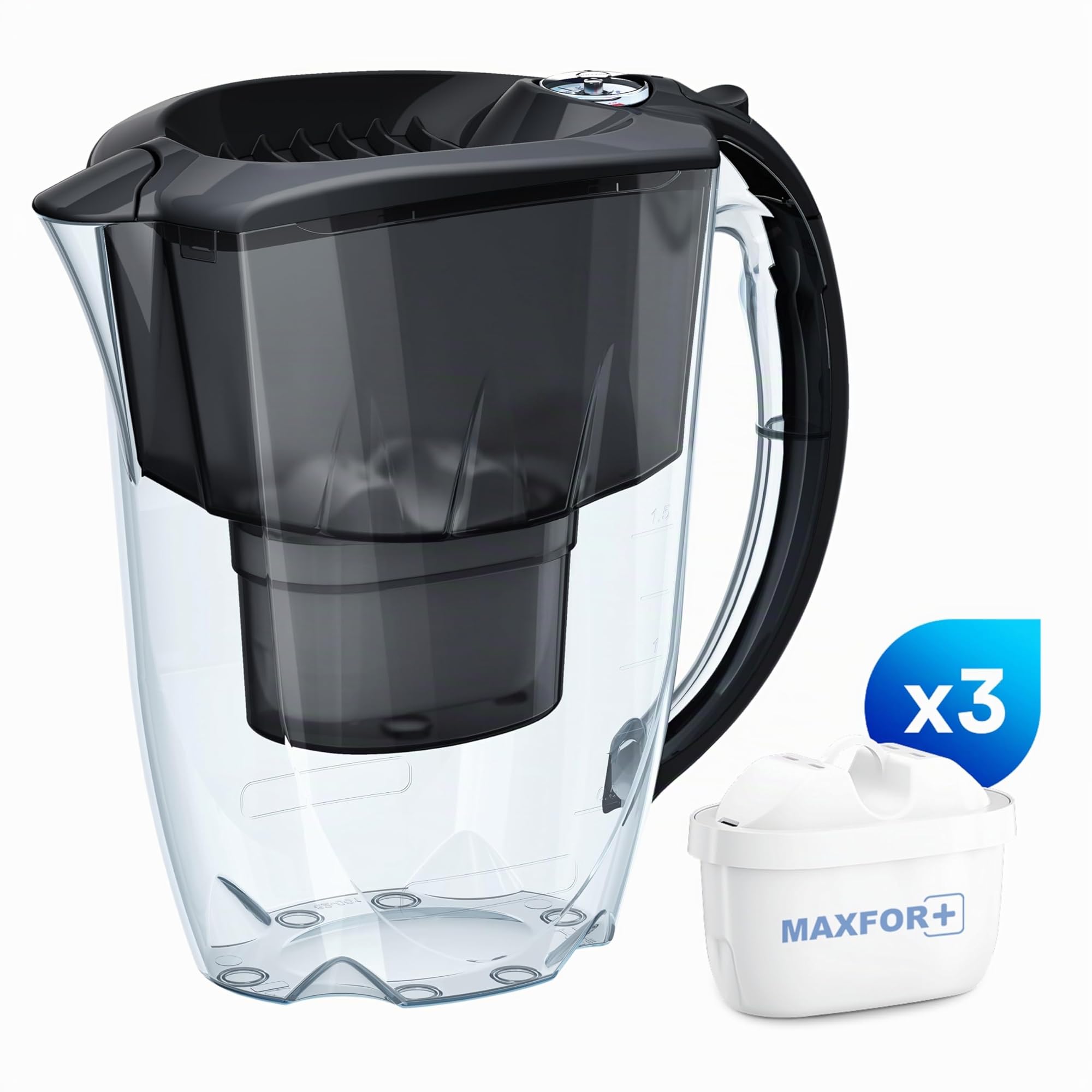 AQUAPHOR Carafe filtrante Amethyst avec (3) Filtre Maxfor+ 200L - 2,8 L - Noir