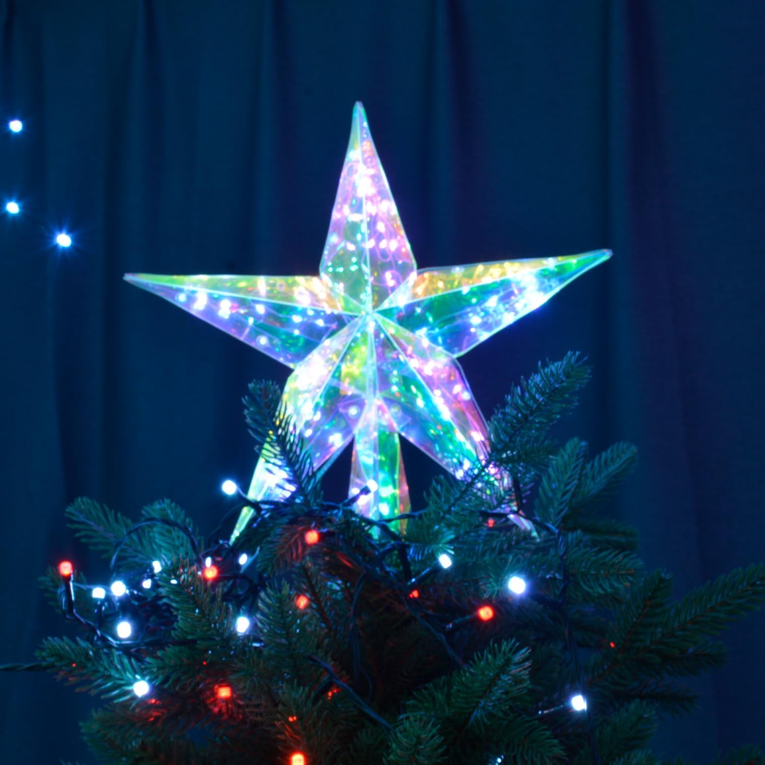 Smart Christmas Tree Topper Star App Control, 11.8" PET Christmas Tree Topper Lighted 20 LEDs RGB Color Changing Lighted Treetop Decorate for Xmas Decorations Ornaments Holiday Party Indoor Decor - Image 8