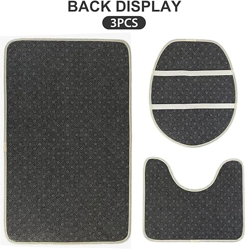 Miniatura 6 de Juego de 3 alfombras y tapetes de baño para árbol de Navidad, diseño de copos de nieve de invierno, antideslizantes, fundas para asiento de inodoro,