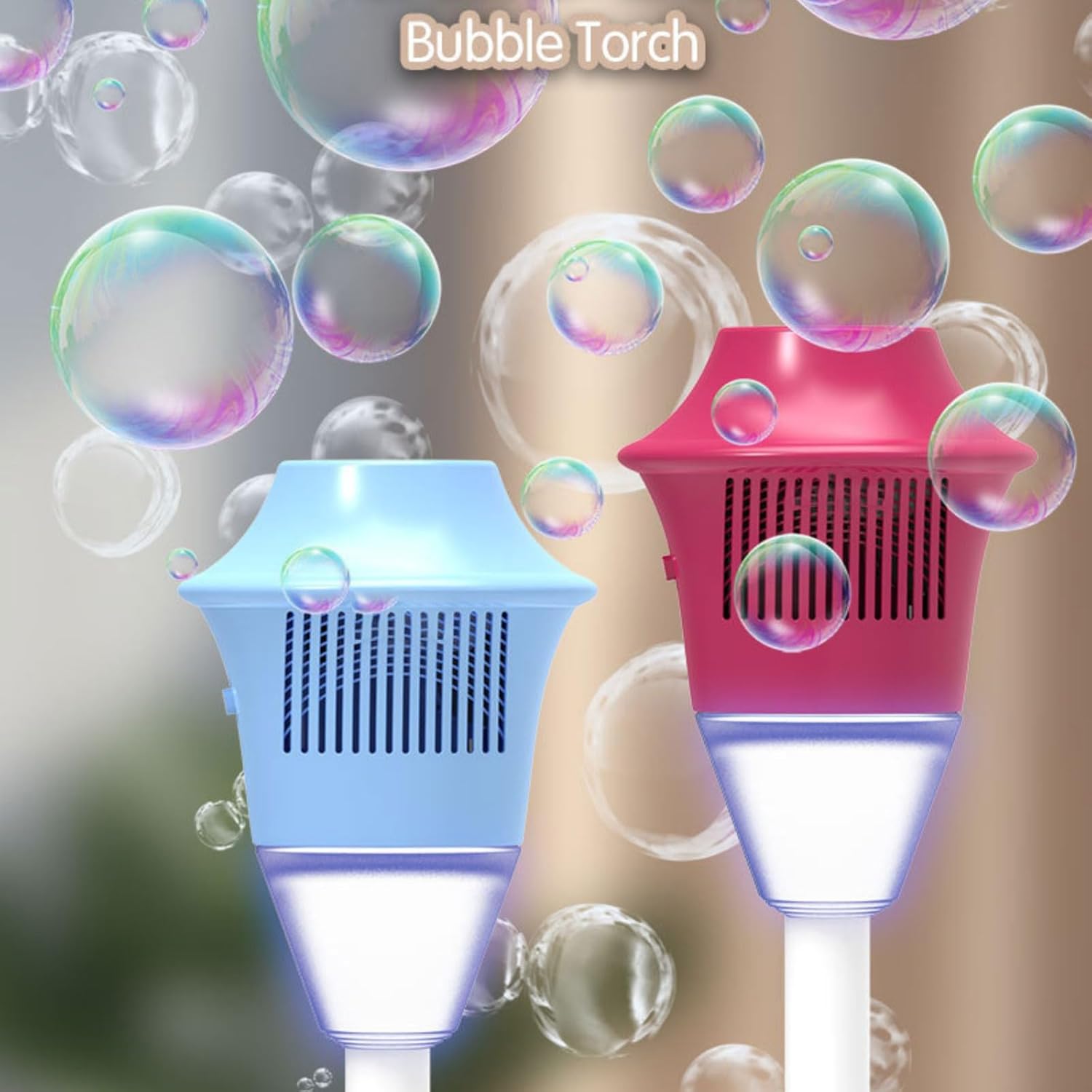 Glow Burst Bubble Fountain,Bubble Burst Fountain,Bubbles Burst Bubbles Fountains, Bubbles Maker Spring Summer Toys with Lights, for Outdoor Play, Parties (Blue, Battery)