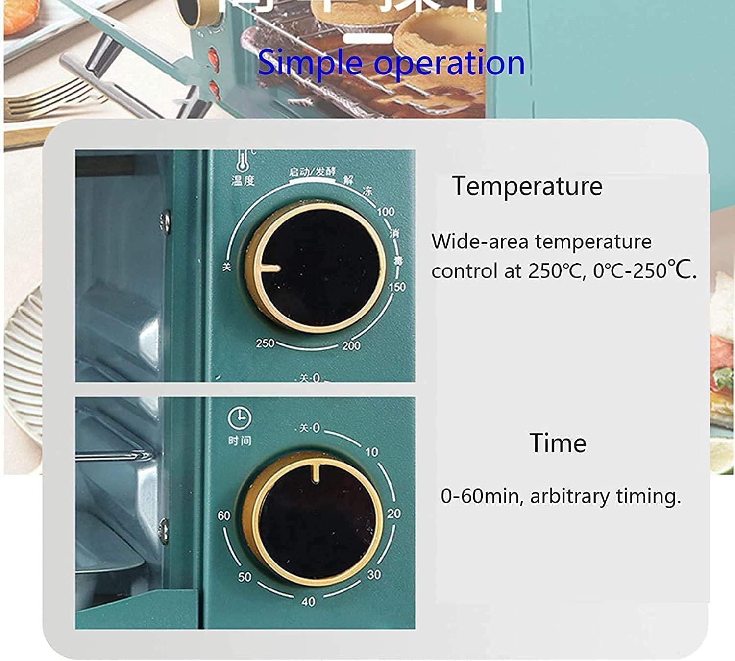 Mini Horno, Horno eléctrico de 12 l, máquina de Hornear doméstica de Escritorio pequeña Multifuncional, Horno de encimera con Puertas de Vidrio para Cocina casera,