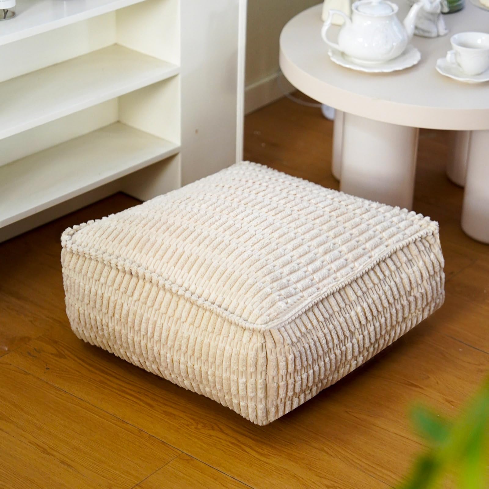 Artbloss Unstuffed Pouf Ottoman Soft Square Bean Bag Storage Pouf Cover 20x20x8 Inches Decorative Floor Footrest for Living Room Bedroom Outdoor (