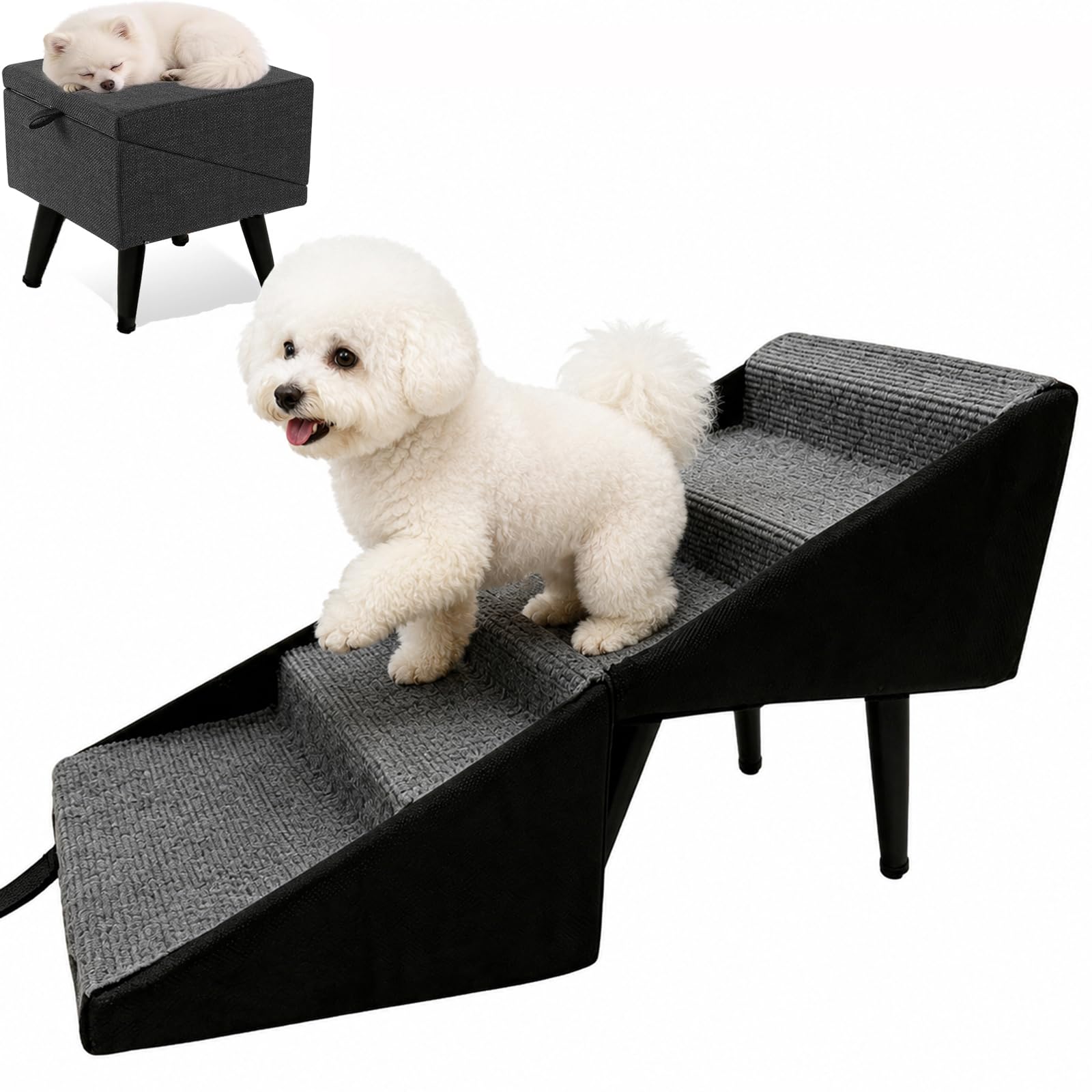 Rampa per Cani, Scaletta Per Cani Letto Divano Pieghevole e Regolabile Scale Multifunzionali con Ventose Antiscivolo Rampa per Animali Domestici per Cane e Gatti