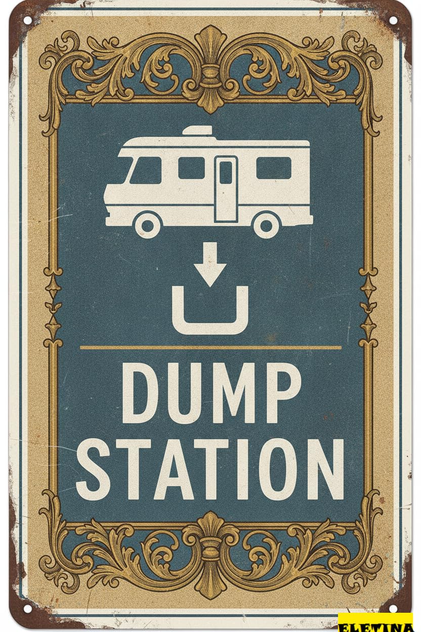 Dump Station With Graphic Warning Rules Metal Security Sign Home Business Yard Garden Office Street Road 8x12in
