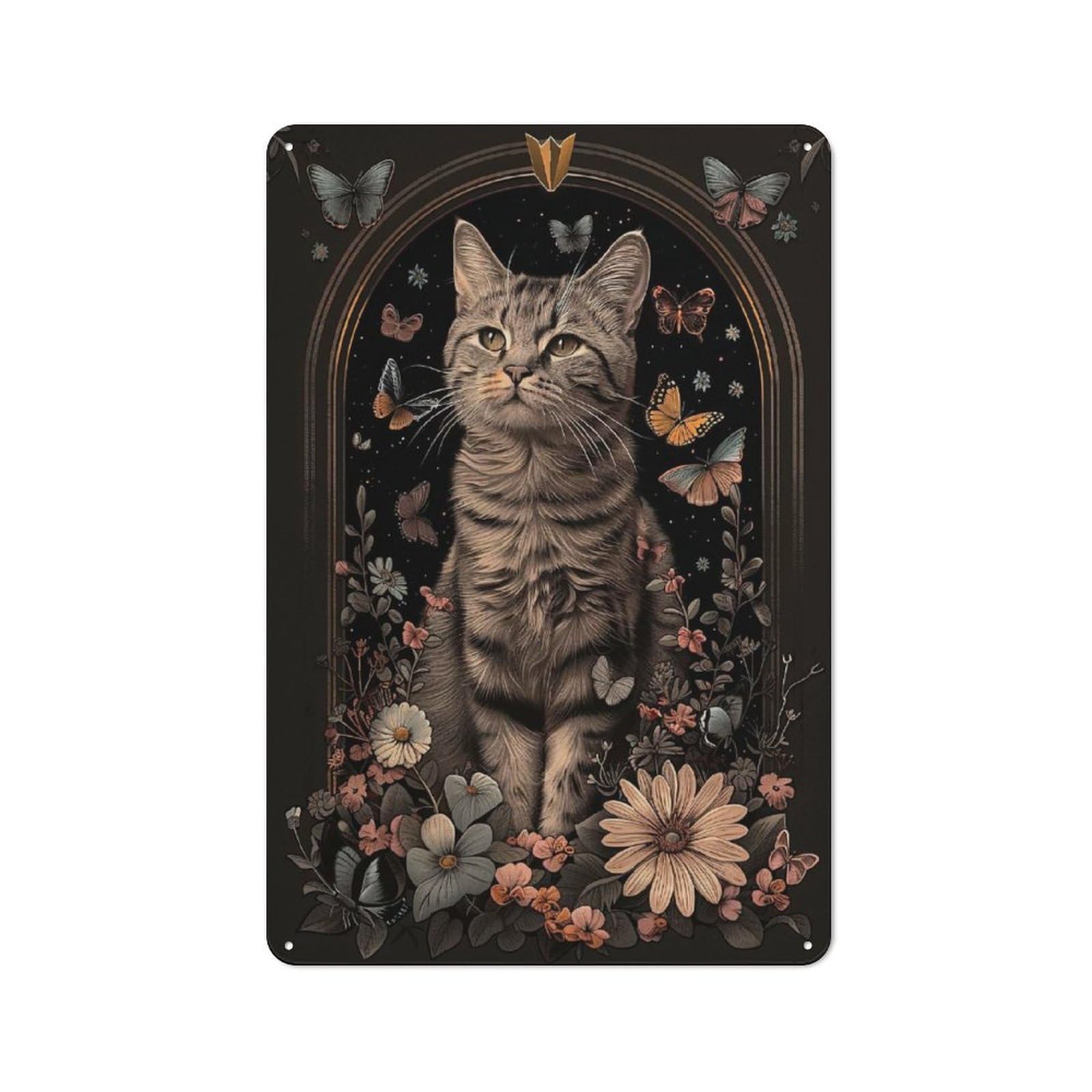 Junmoney American Shorthair Vintage Metal Wall Decor 30X20cm, Tin Wall Sign For Restaurant, Kitchen, Counter Or Breakfast Nook