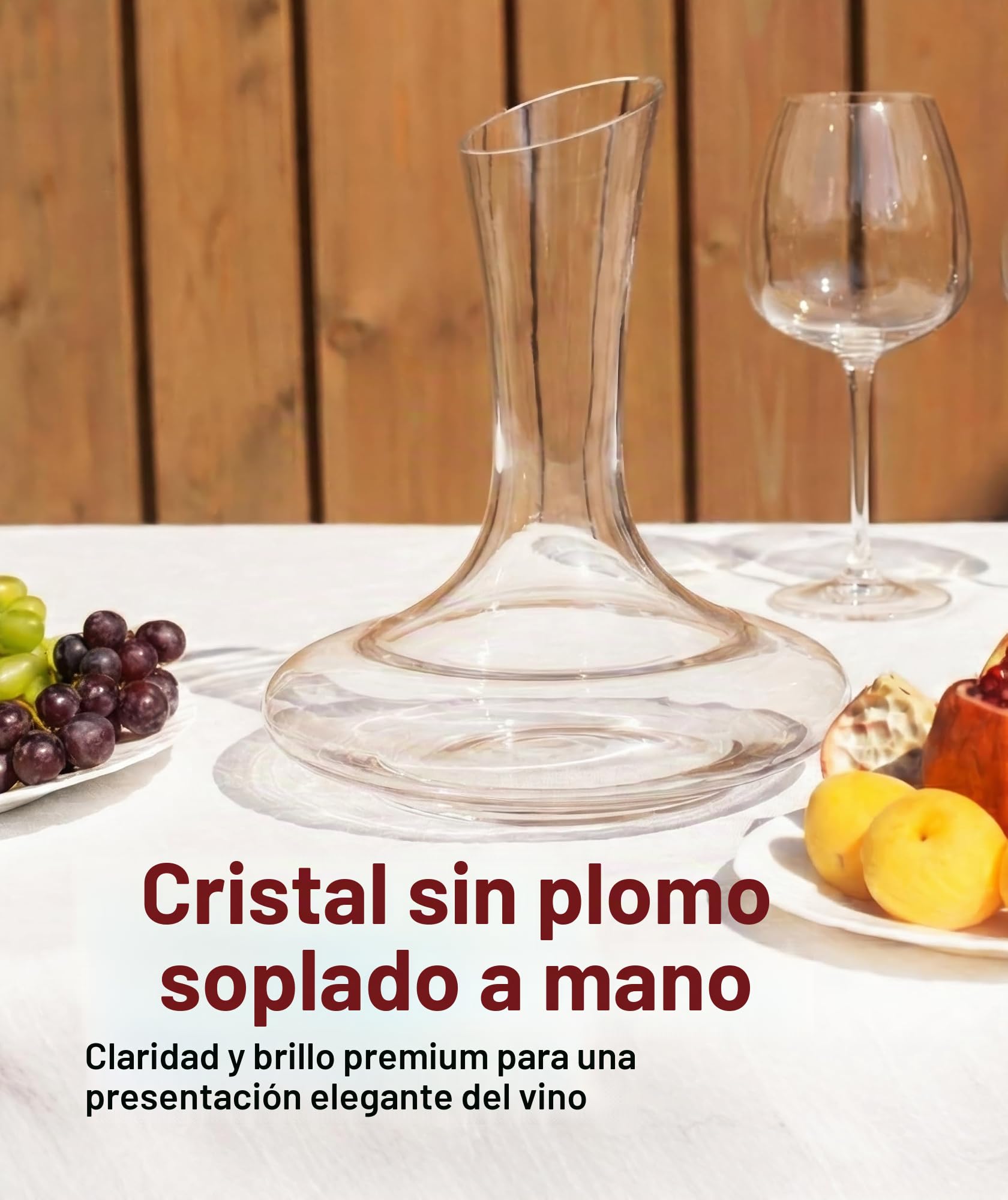 Le Chateau Decantador de vino - Jarra de cristal soplado a mano sin plomo para vino - Gran capacidad (750ml) - Respirador y aireador de vino tinto - Juego de jarra para vino - Regalos y accesorios