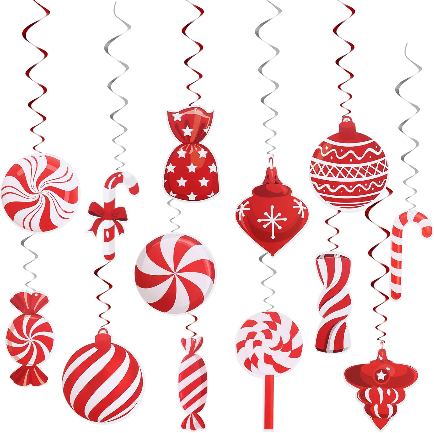 YUDAEE 26pcs Ceiling Christmas Decorations Christmas Hanging Swirls Decorations Foil Christmas