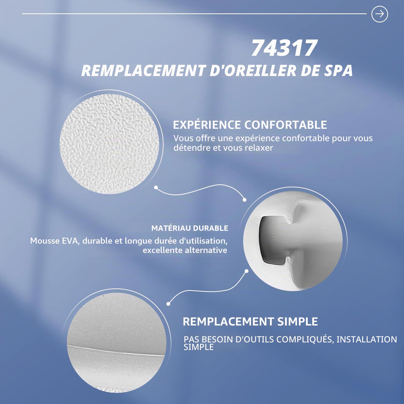 74317 Lot de 2 oreillers de rechange pour spa Hot Spring Highlife Series 2007-2013