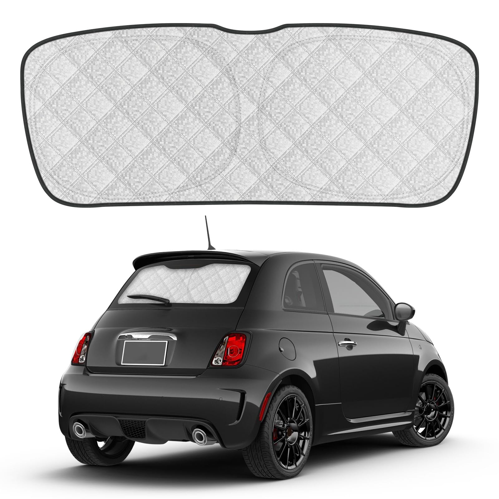 Parasole Lunotto Posteriore Compatibile con Fiat 500 2007-2026, Tendina Parasole Interna per Auto, Pieghevole, Protezione Solare Riflettente per Vetro Posteriore